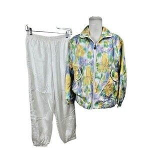 Vintage Lavon Sweatsuit Medium Eighties 80s Retro Jacket Pants Hip Hop Floral‎